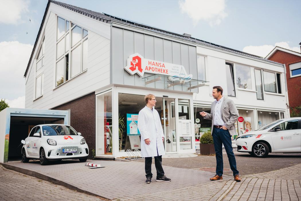 Die Hansa-Apotheke in Wallenhorst: Mit Solaranlage und E-Ladebox der Stadtwerke Osnabrück