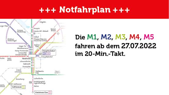 Notfahrplan der Stadtwerke Metrobus-Linien