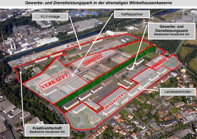 Übersicht zur Erschließung der ehemaligen Winkelhausenkaserne in Osnabrück