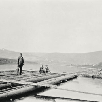 Bau der Flöße an der Oberweser, 1930, Privatbesitz