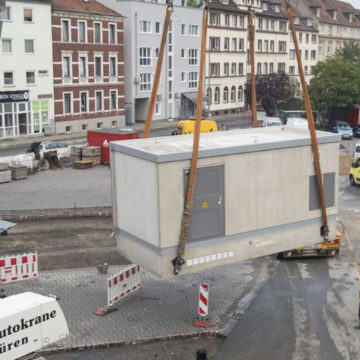 Aufstellen Trafogebäude Hauptbahnhof